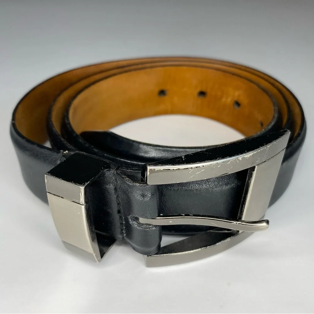 Remo Tulliani Men’s Designer Leather Belt Black Calfskin Sz 36 USA